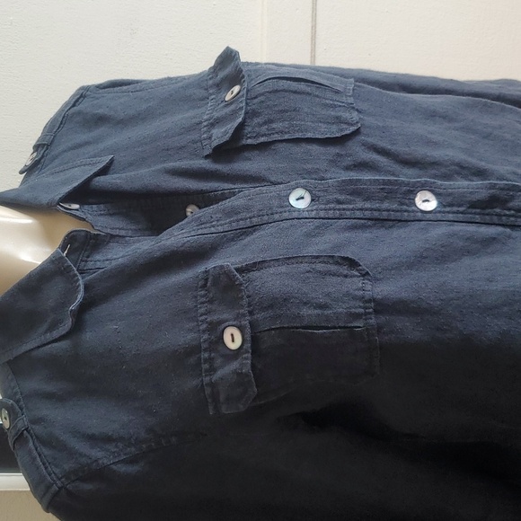 Emma Sofia 100% linen button up Roll Tab Sleeve blouse Size 8 - Picture 2 of 11